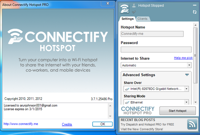 free connectify pro license key